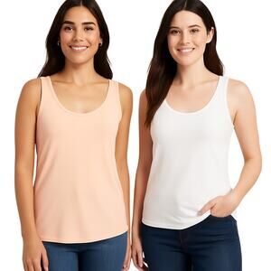 Women’s Tank Top Bundle Old Navy L & Ann Taylor LP Peach/White Basics